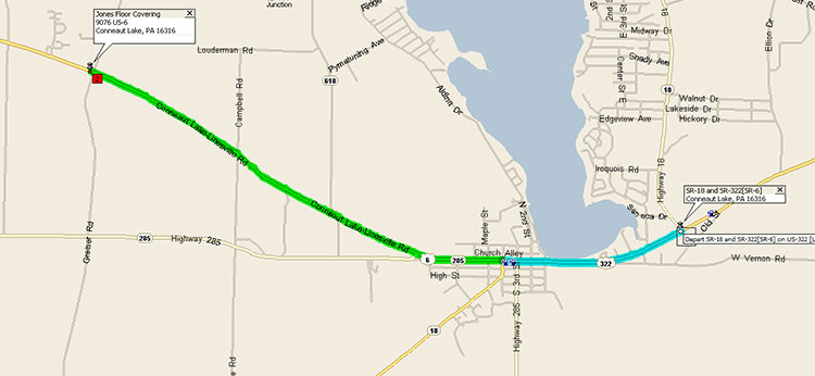 Directions to Jones Floor Covering from Conneaut Lake PA Directions to Jones Floor Covering from Conneaut Lake PA